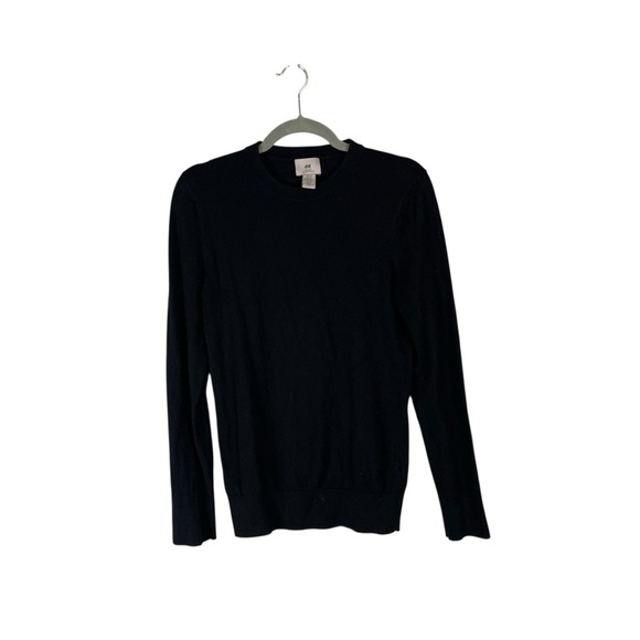 H&M Slim Fit Black Crewneck Sweater 85% Cotton 15% Cashmere Size XS - Picture 1 of 6